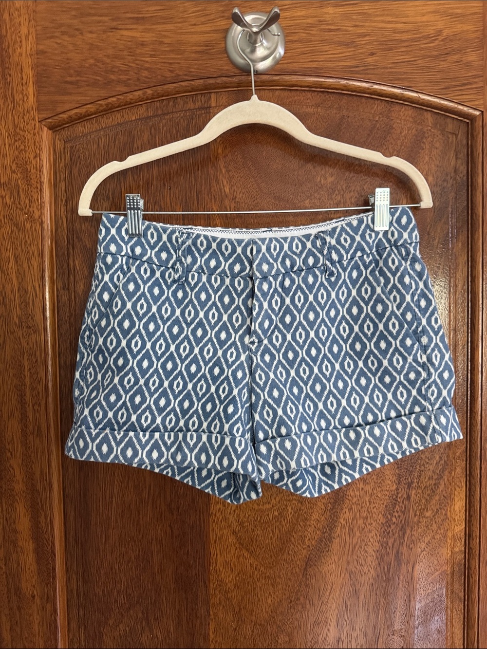 Dear John Blue and White High Waist Patterned Shorts